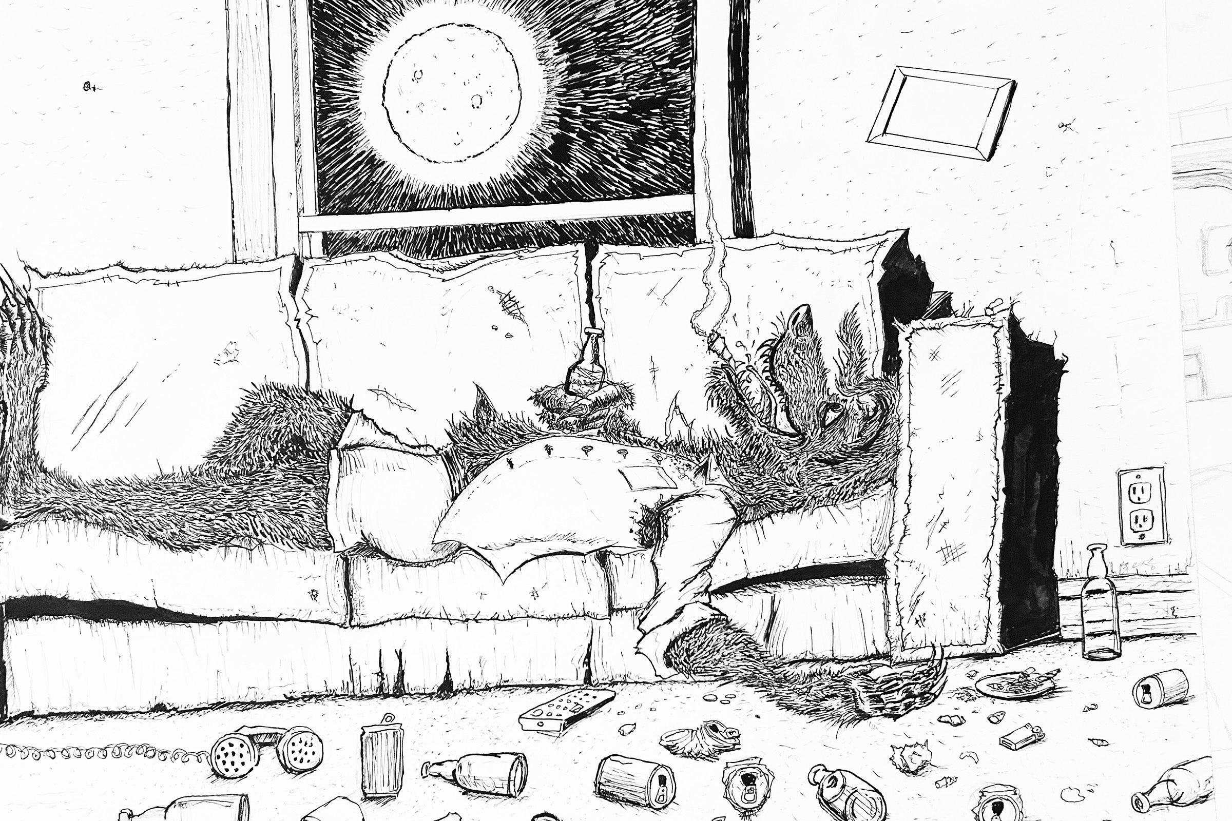 Couch Wolf Art of werewolf laying on couch